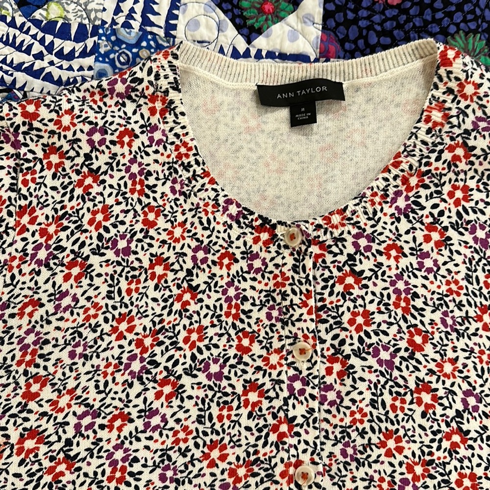 Ann Taylor Patterned Cotton Cardigan